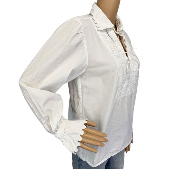 J. Crew Scalloped Cotton Poplin Popover Top White BL156 Size S - Picture 6 of 14